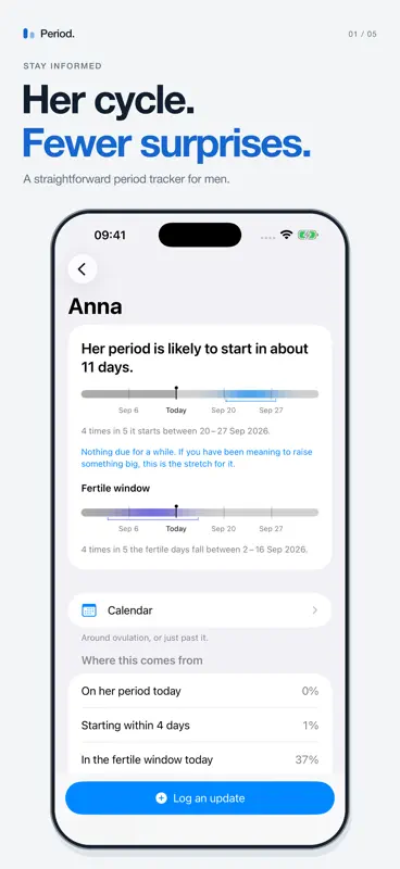 Track her cycle. Period. screenshot 1 of 5