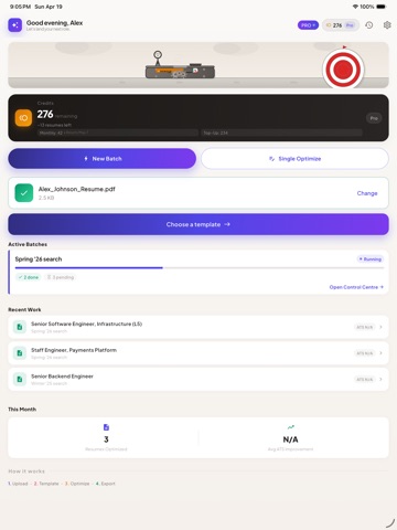 Resume AI Optimizer iPad screenshot