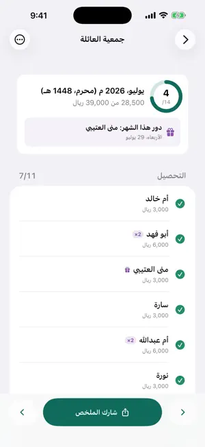 دفتر الجمعية — جدول الأدوار screenshot 4