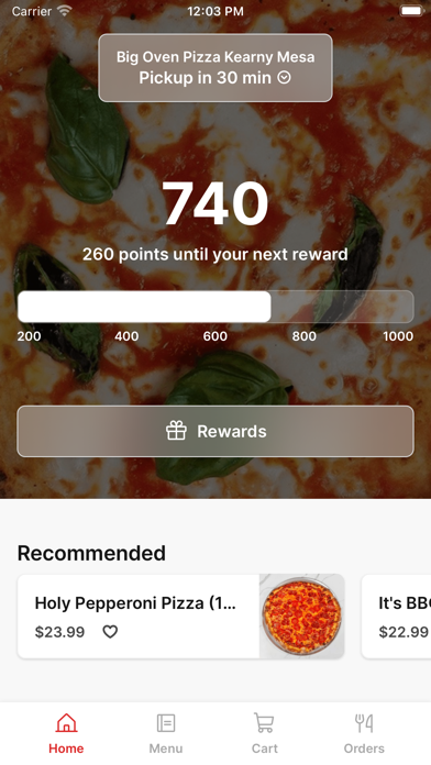 Big Oven Pizza iPhone screenshot 1 - Food & Drink app