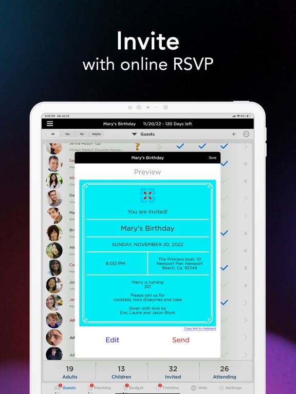 Pro Party Planner iPad app afbeelding 3