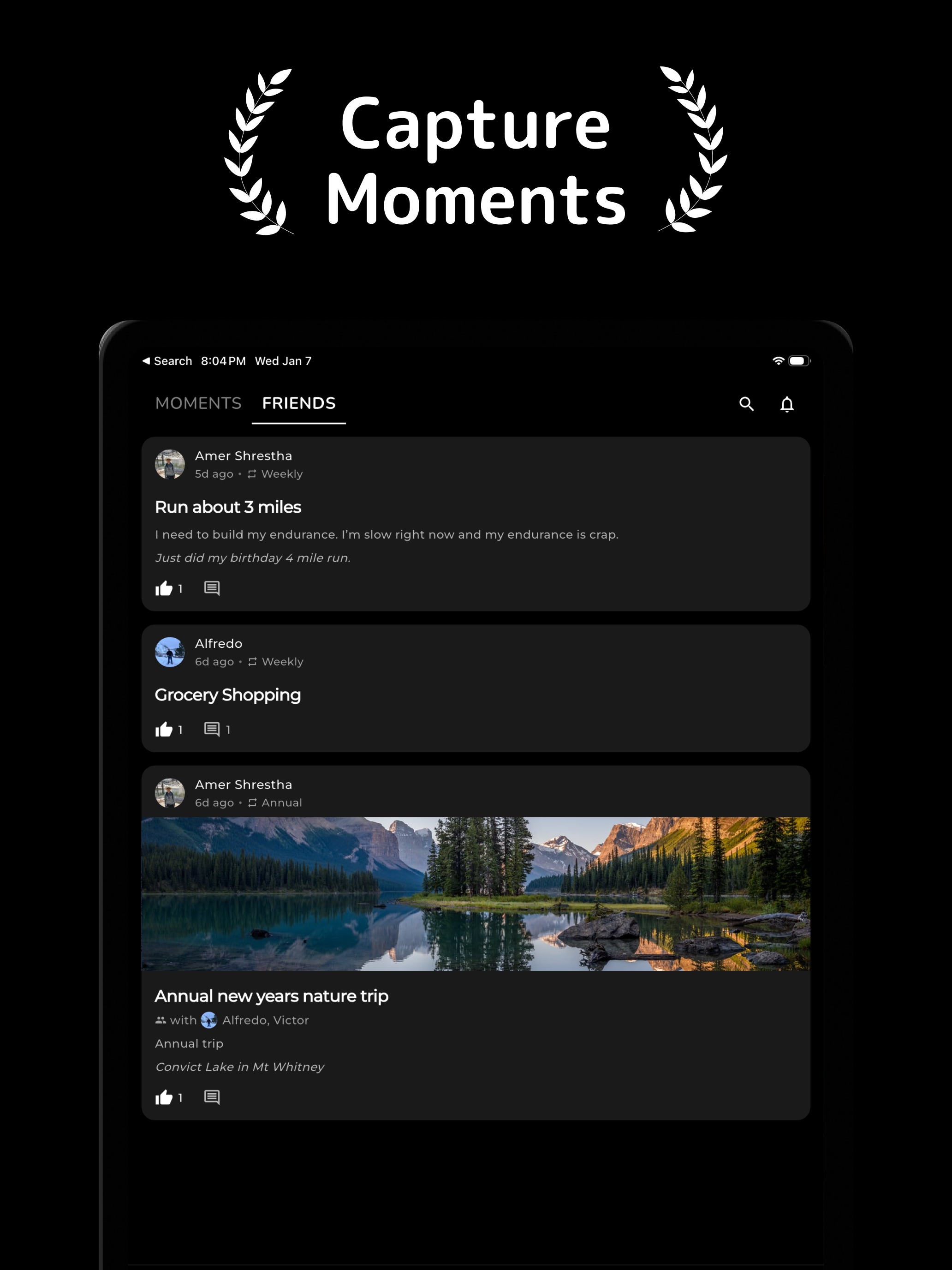Moments: Log & Shared Reminder