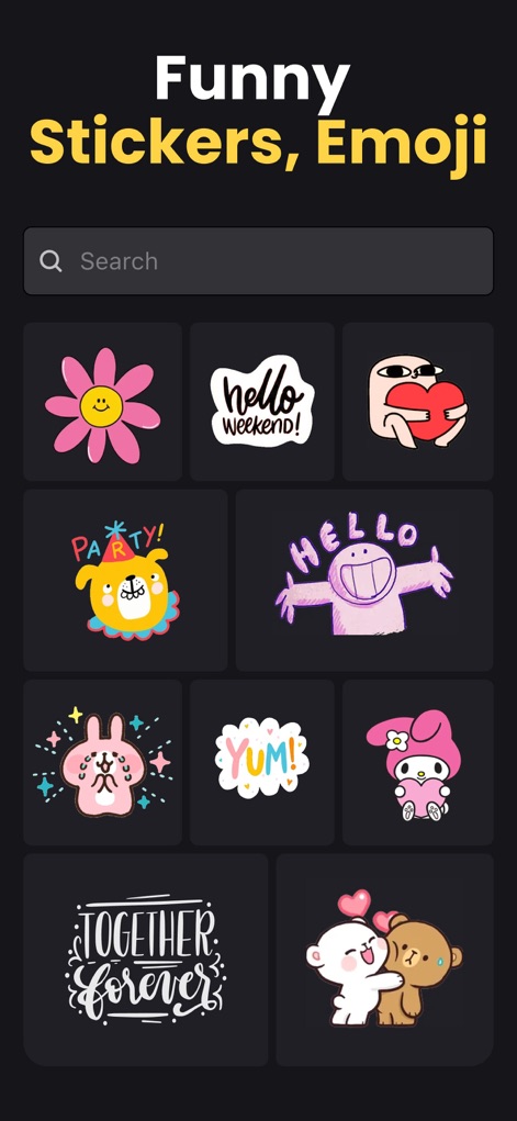 Clideo: Video Editor for Reels - Inject personality into every video with the extensive sticker and emoji library, enhanced by intuitive search functionality for effortless discovery.
