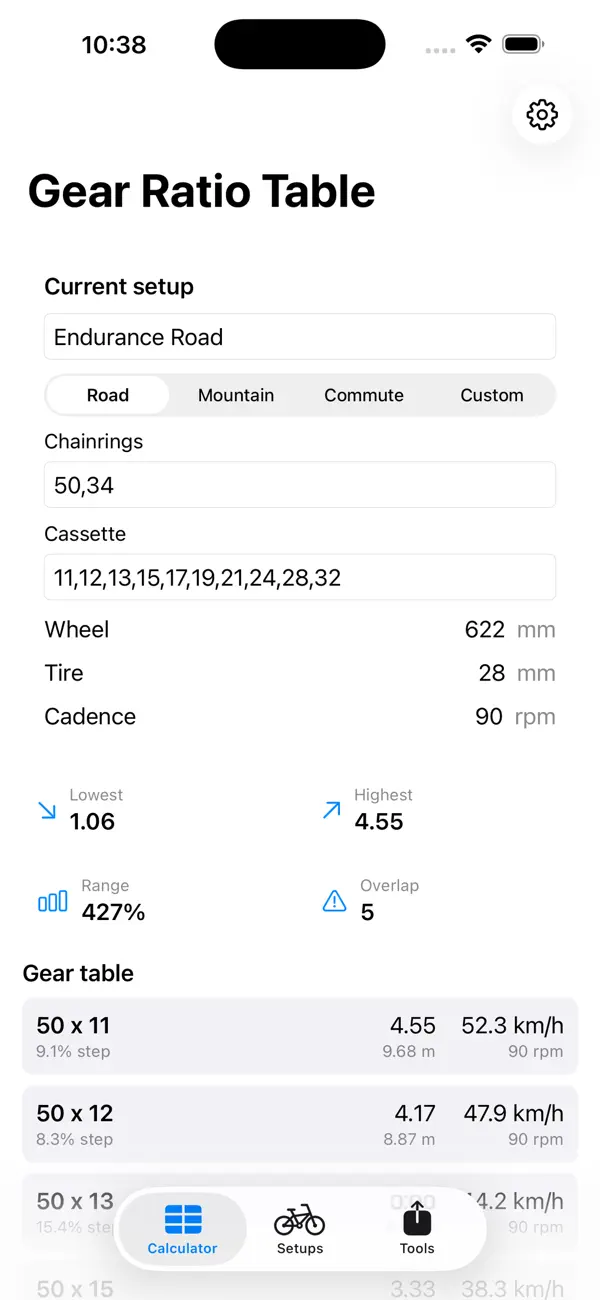 Screenshot #2 pour Calculateur Braquets Vélo2026