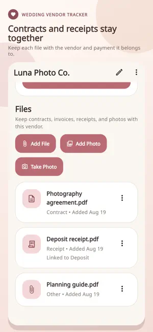 Wedding Vendor Payment Tracker screenshot 4