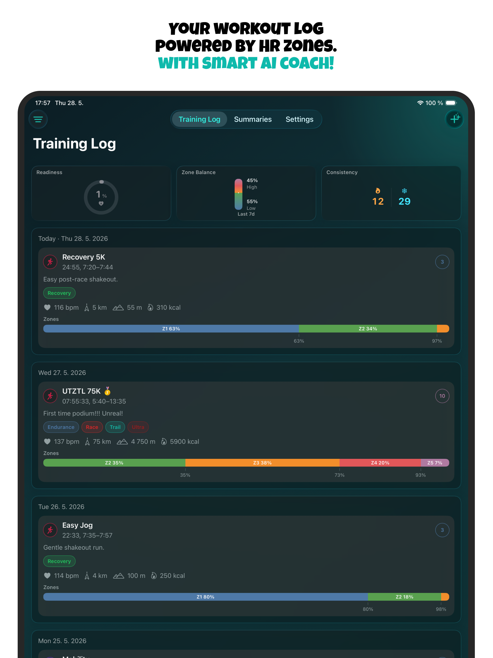 Zone Training Log screenshot 9