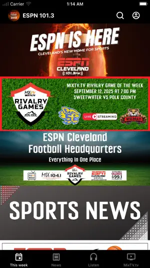ESPN Cleveland 101.3 WCLE screenshot 1