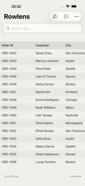 Tablet CSV screenshot 2