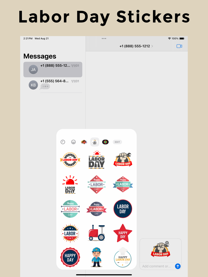 USA Labor Day Stickers Emojis