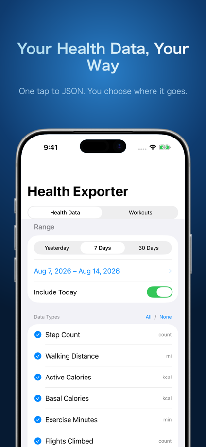 Health Exporter & Shortcuts 的 App Store 截图 1