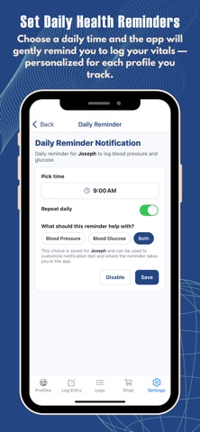 Vitals Log- BP & Glucose screenshot