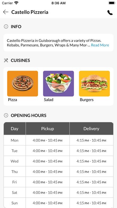 Castello Pizzeria Screenshot