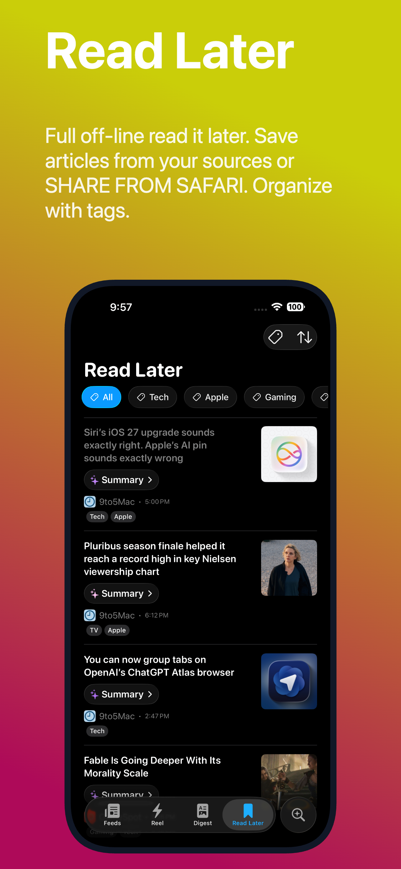 TodayRSS - News and Read Later