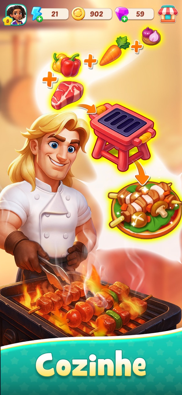 Foodstars: Merge & Cook iOS Mod IPA screenshot 3 - iOS game interface