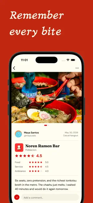 Tabled - Restaurant Diary iPhone screenshot 1
