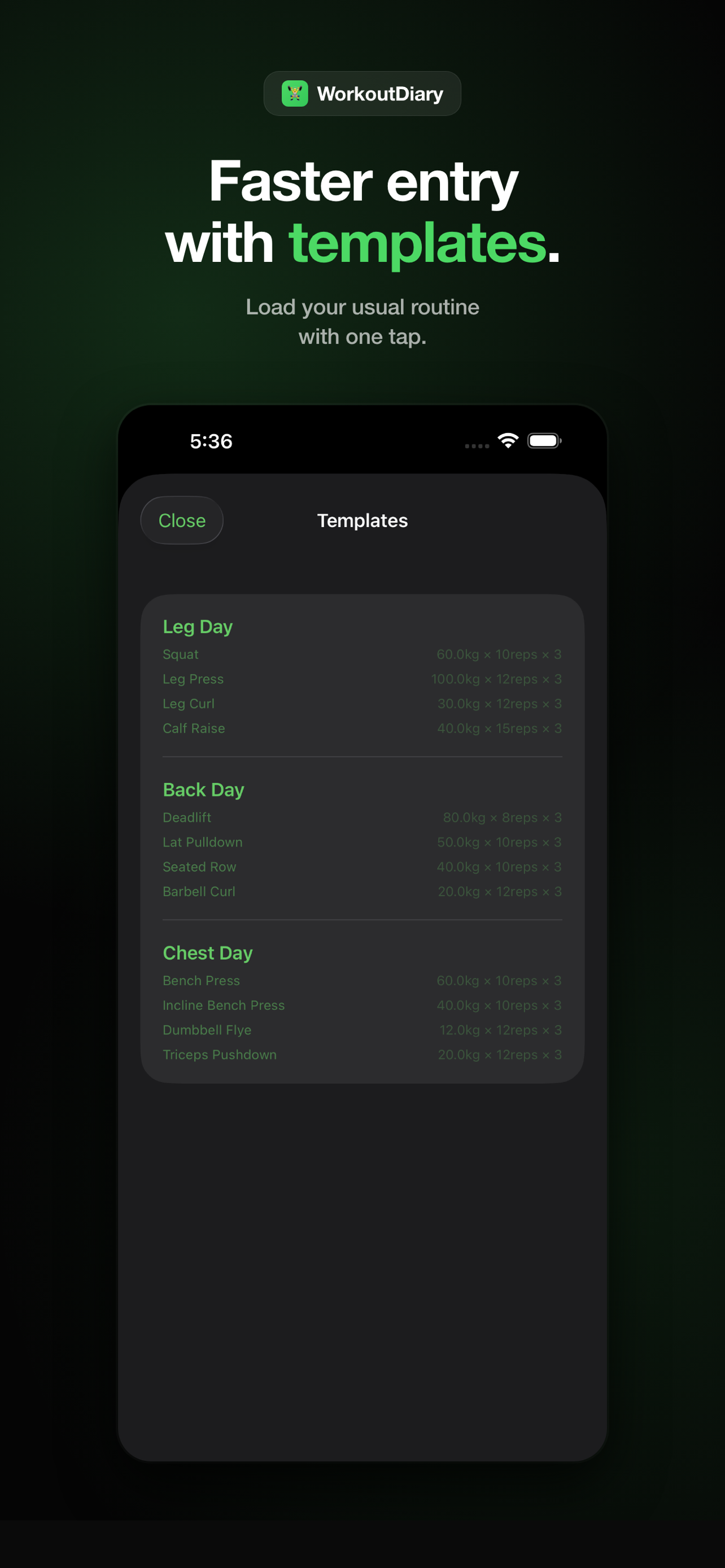 Workout Log - WorkoutDiary