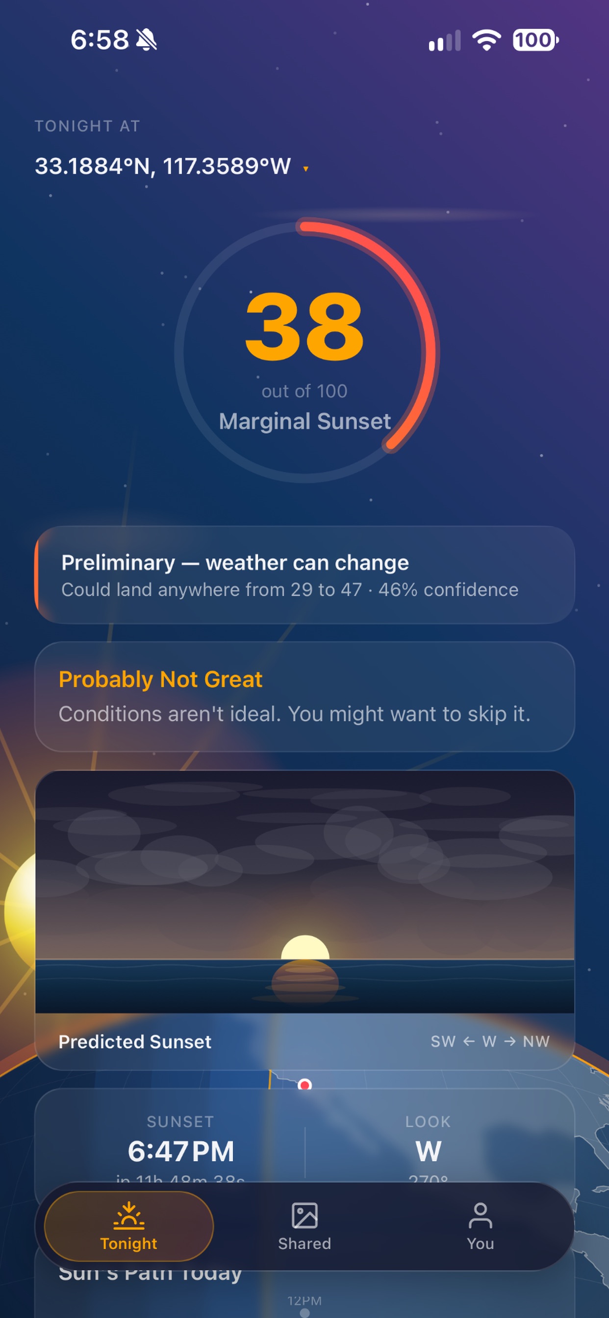 Screenshot 1 of Sunset Score (a6ee78)