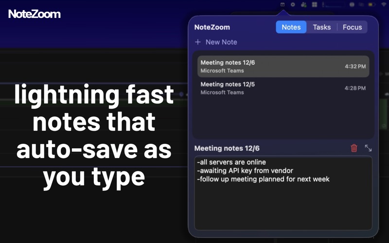 NoteZoom – Menu Bar Notes app screenshot
