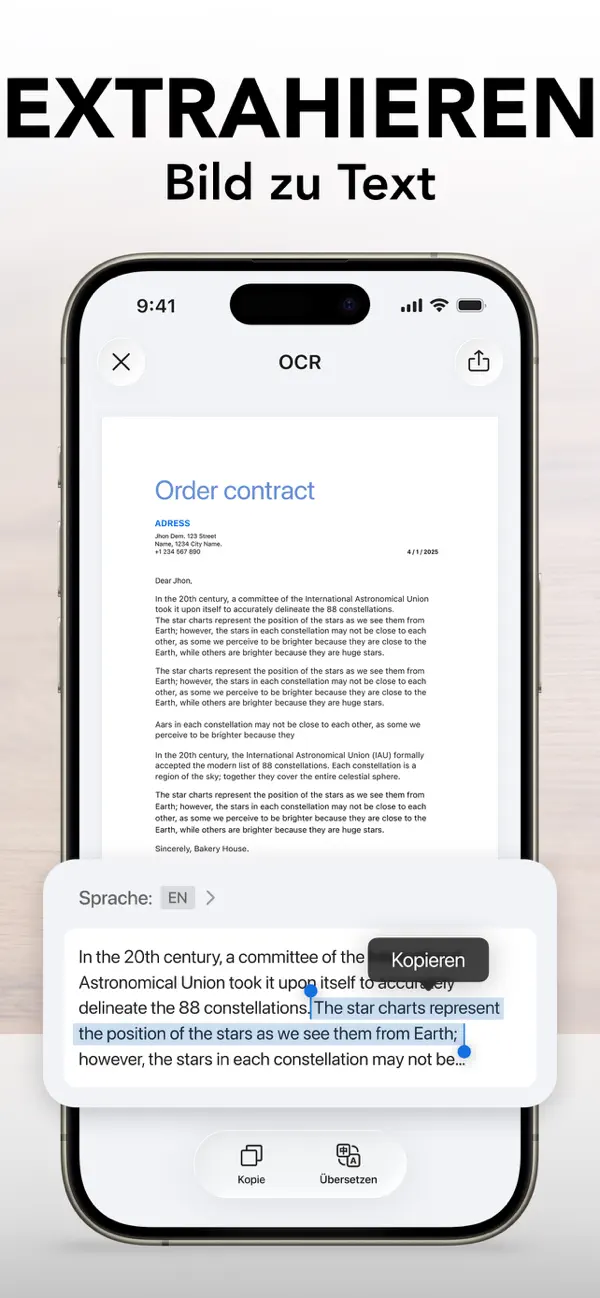 SCAN ACE · PDF Scanner App iPhone App Screenshot 6 – Wirtschaft