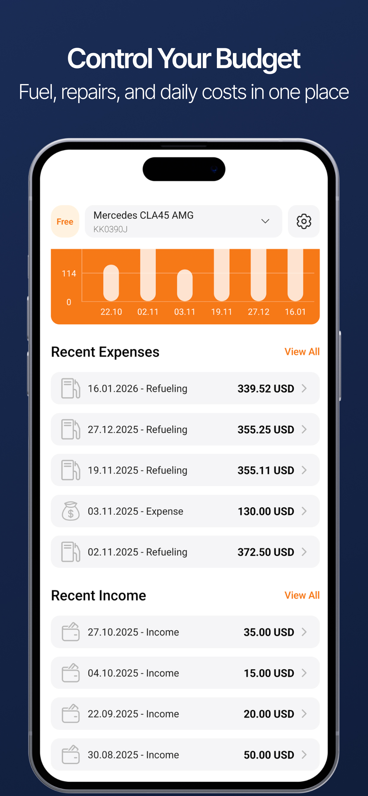 Car View - track expenses