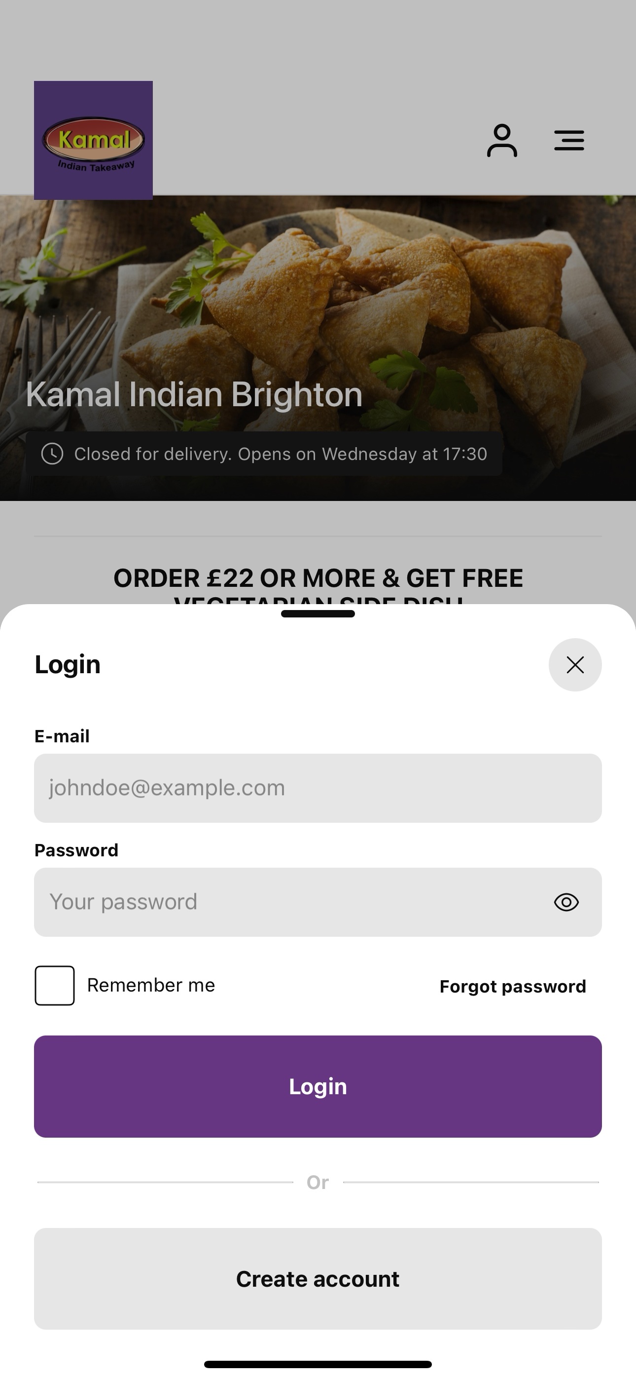 Kamal Indian Brighton screenshot 2