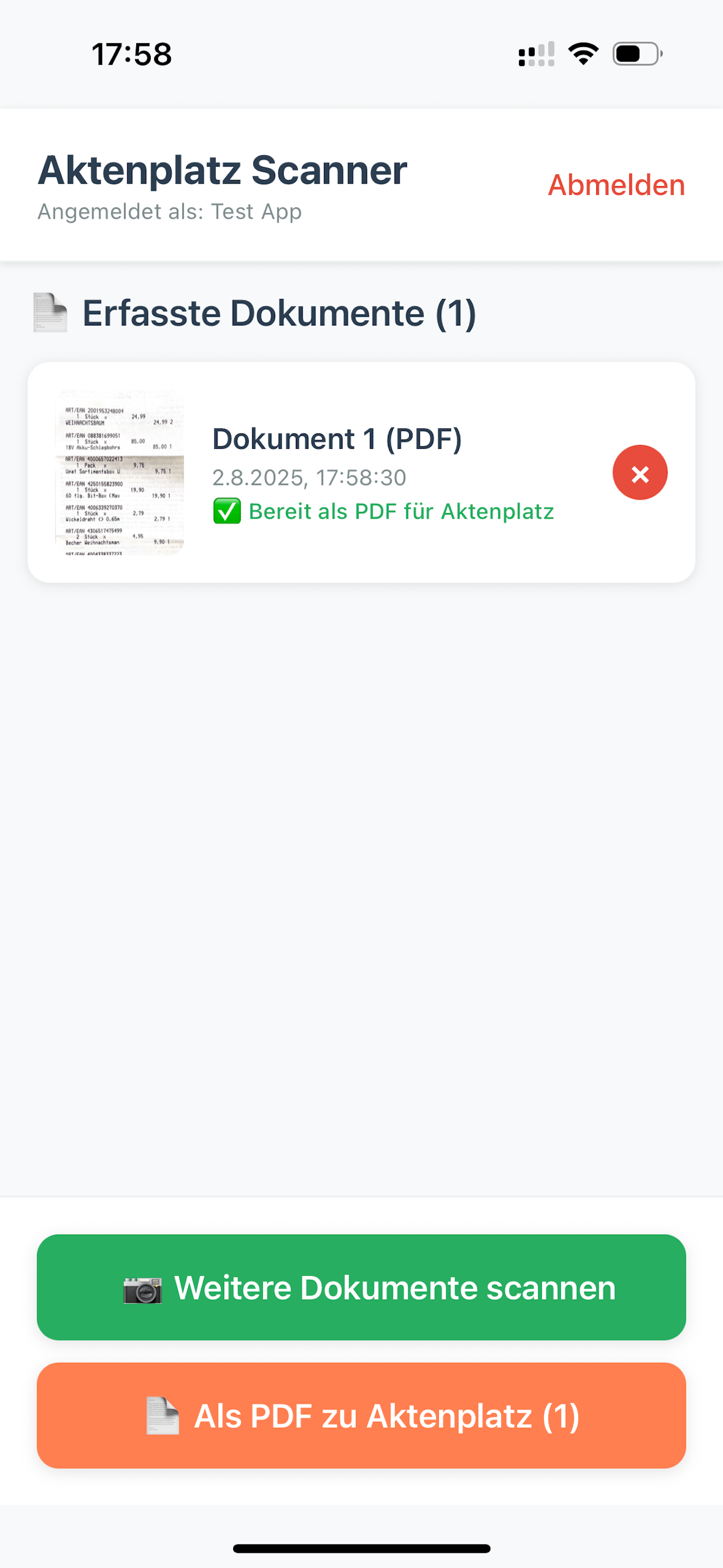 Aktenplatz Scan screenshot 3