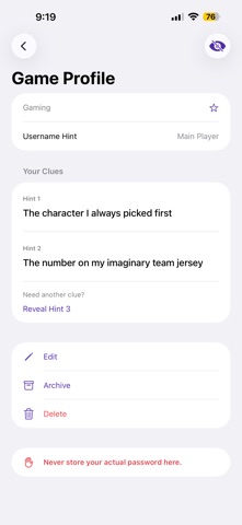 PasswordClue Screenshot 3 of 7