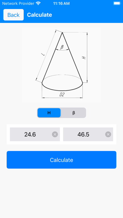 Screenshot #2 pour Flat Pattern Cone Calculator