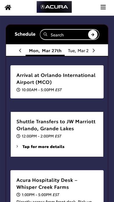 Acura Events Screenshot