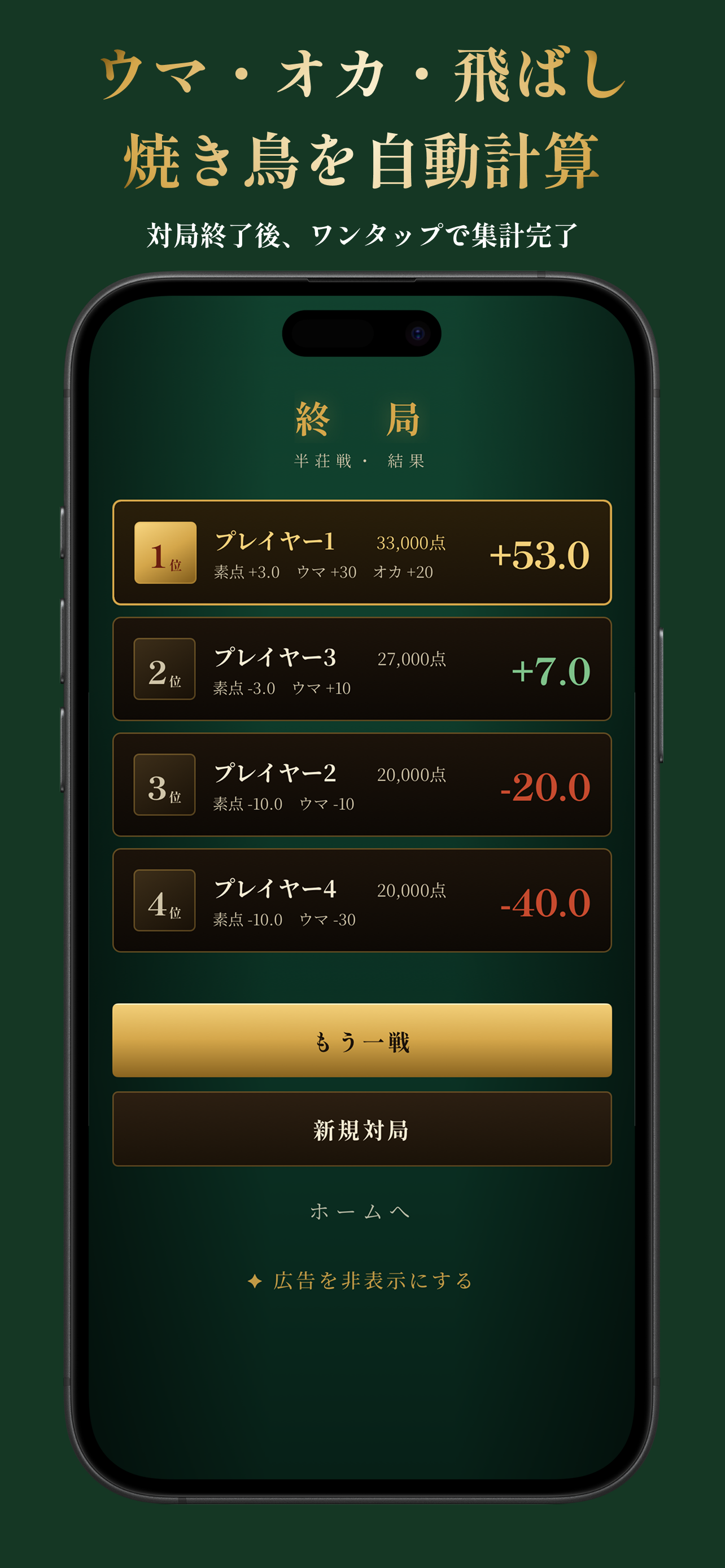 麻雀点数卓 - 点数計算・スコア管理