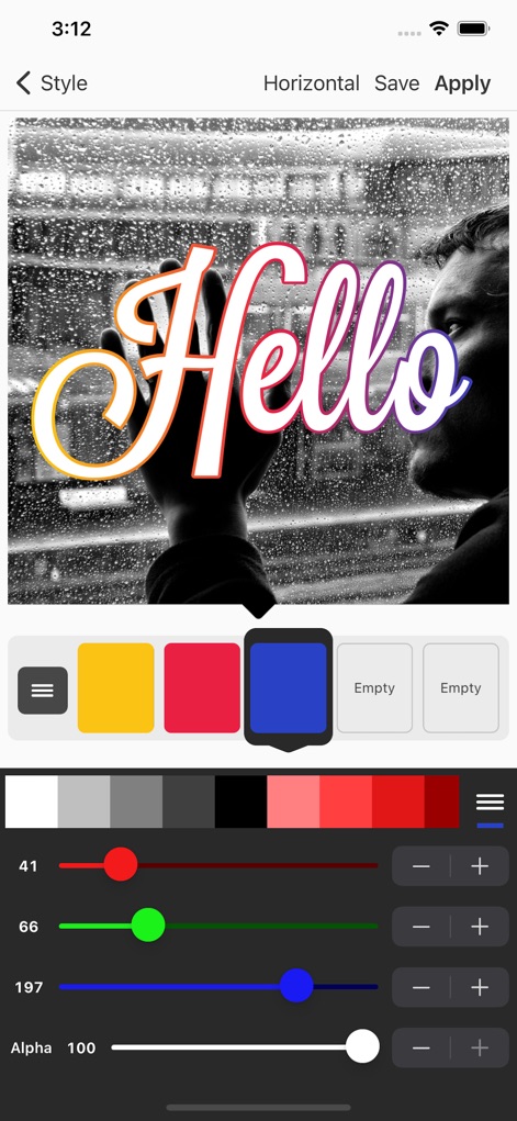 Vont - Text on Videos - Explore the app's advanced text gradient capabilities and real-time style preview, empowering sophisticated visual design.