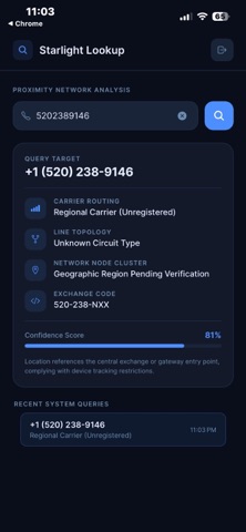 Starlight Call Lookup iPhone screenshot