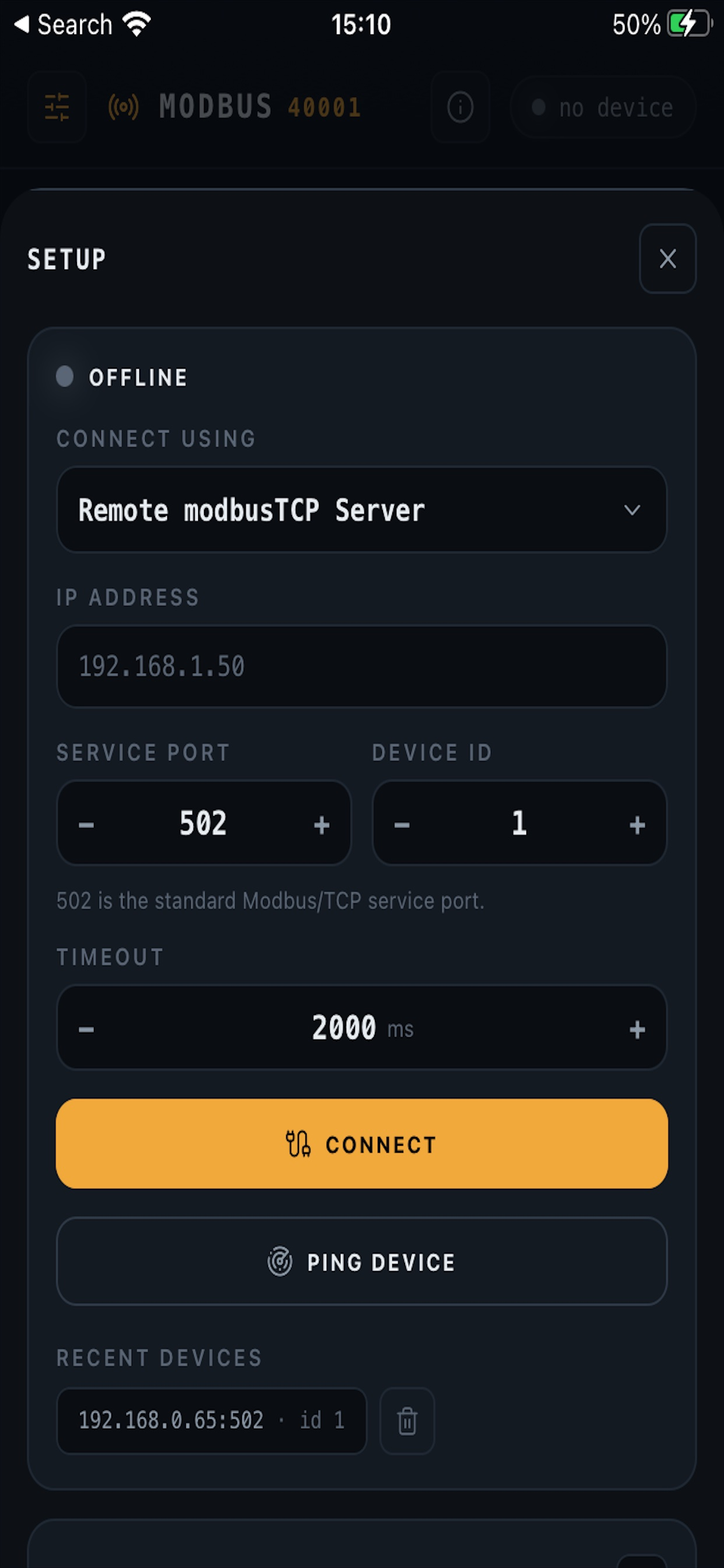 Modbus 40001 screenshot 2