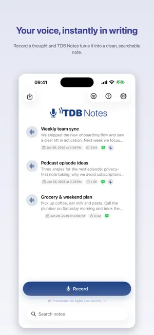 TDB Notes: Voice to Text screenshot 1