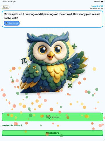 OwlyMath: Math Facts for Kids iPad screenshot