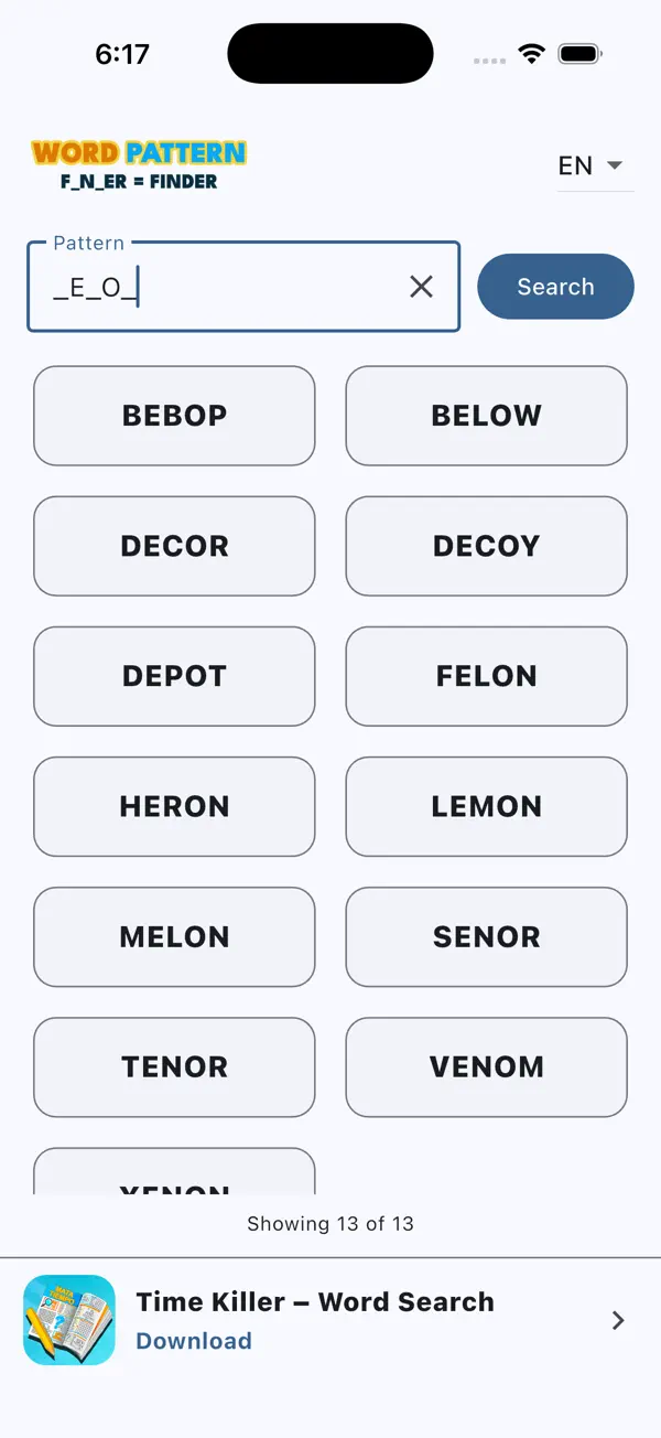 #4. Word Patterns Finder (iOS) Podle: Veronika Prokofieva