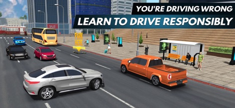 Driving Academy 2: 3D Car Game - The app provides comprehensive responsible driving training within a realistic city simulation, educating users on proper etiquette with pedestrians and diverse vehicles.
