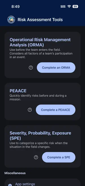 Risk: SAR Risk Assessment screenshot 1