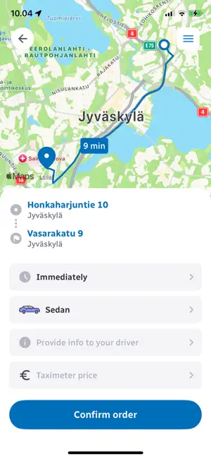 Aluetaksi screenshot 2