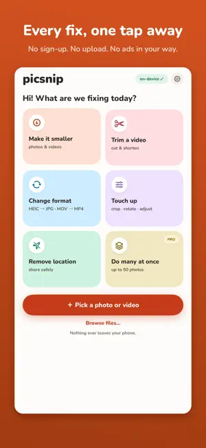picsnip - Photo & Video Tools screenshot 1