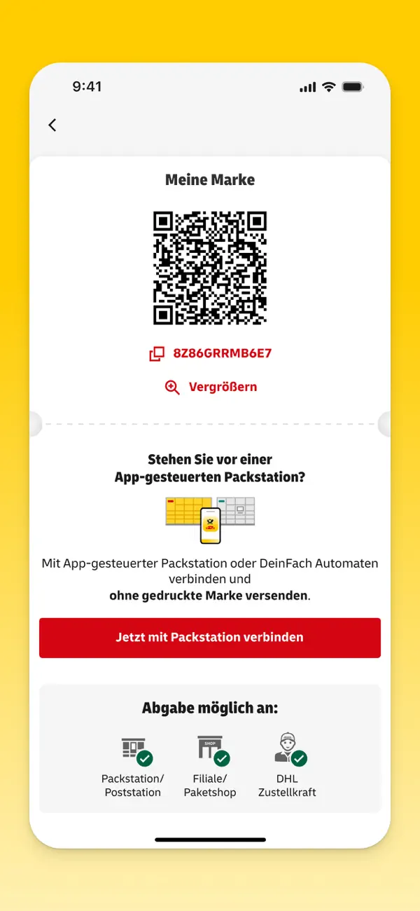 Post & DHL iPhone App Screenshot 8 – Produktivität