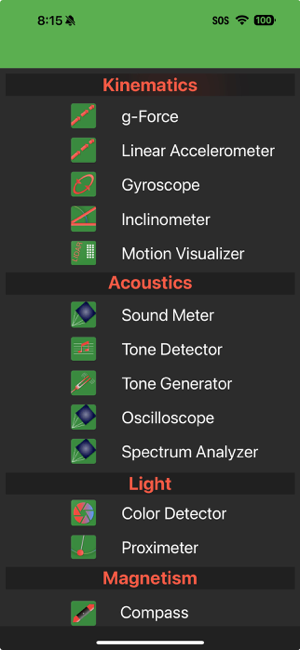 ‎Physics Toolbox Sensor Suite Screenshot