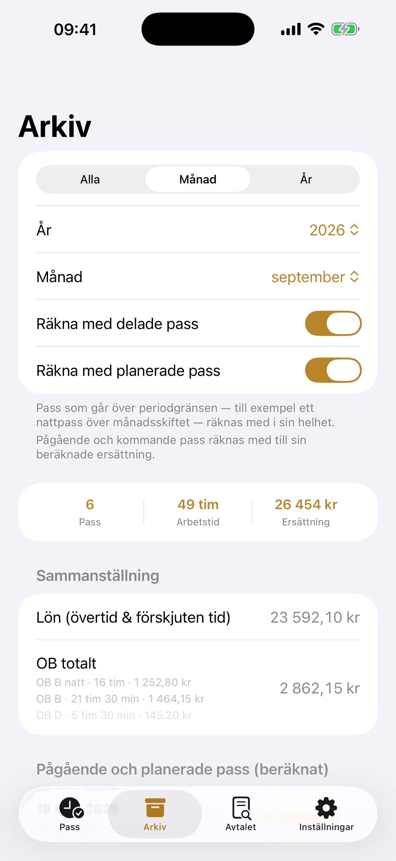 Screenshot 2 of Övertid – OB & ersättning