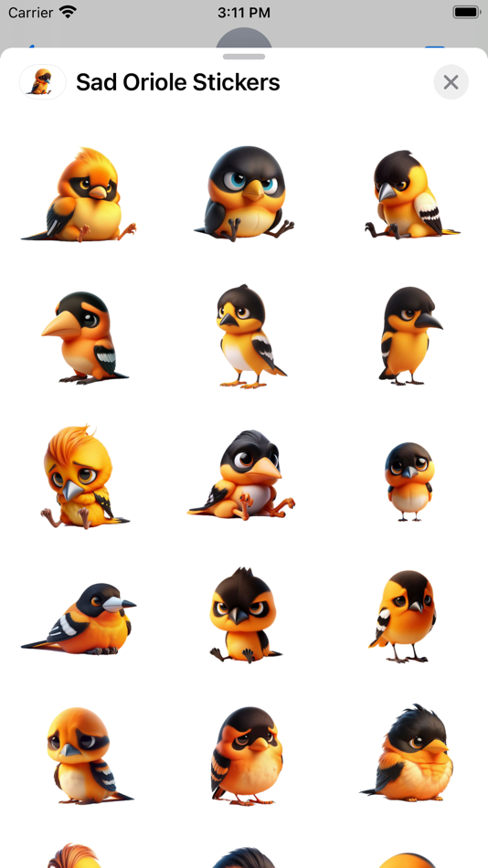#1. Sad Oriole Stickers (iOS) بواسطة: Paul Scott