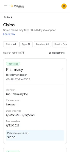 WellSense Health Plan screenshot 3