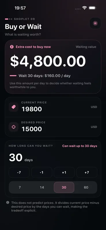 Buy or Wait Calculator screenshot 1 of 5