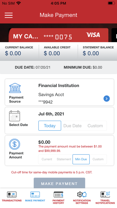 FFCCU Credit Card Screenshot