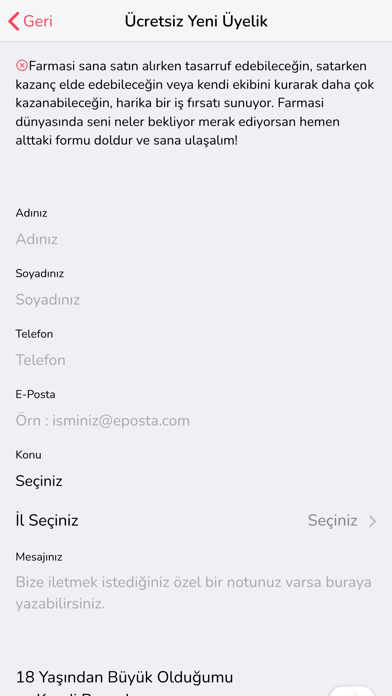 Farmasi Girişim Üyelik / Kayıt Screenshot