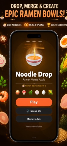 Noodle Drop:Ramen Merge Puzzle iPhone screenshot