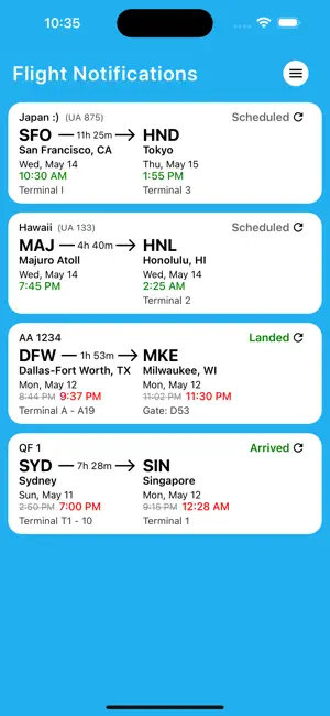 Flight Notifications screenshot 1